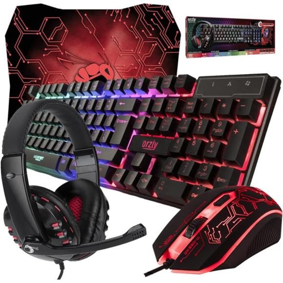 Gaming Keyboard and Mouse and Mouse pad & Gaming Headset,Wired LED RGB Backlight